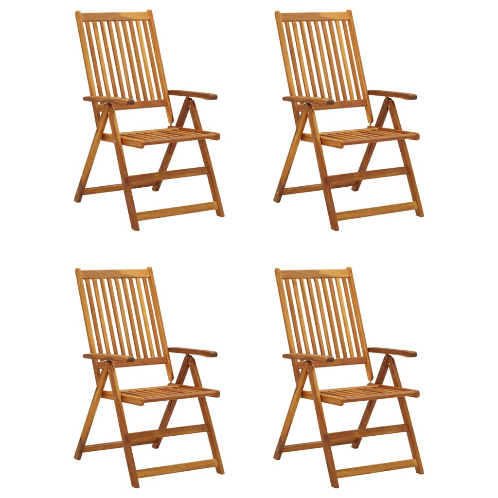 High-back adjustable 4 pieces with cushions solid acacia wood