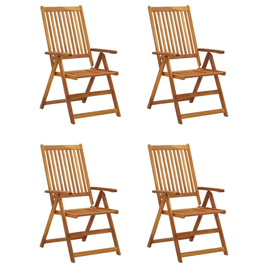 High-back adjustable 4 pieces with cushions solid acacia wood