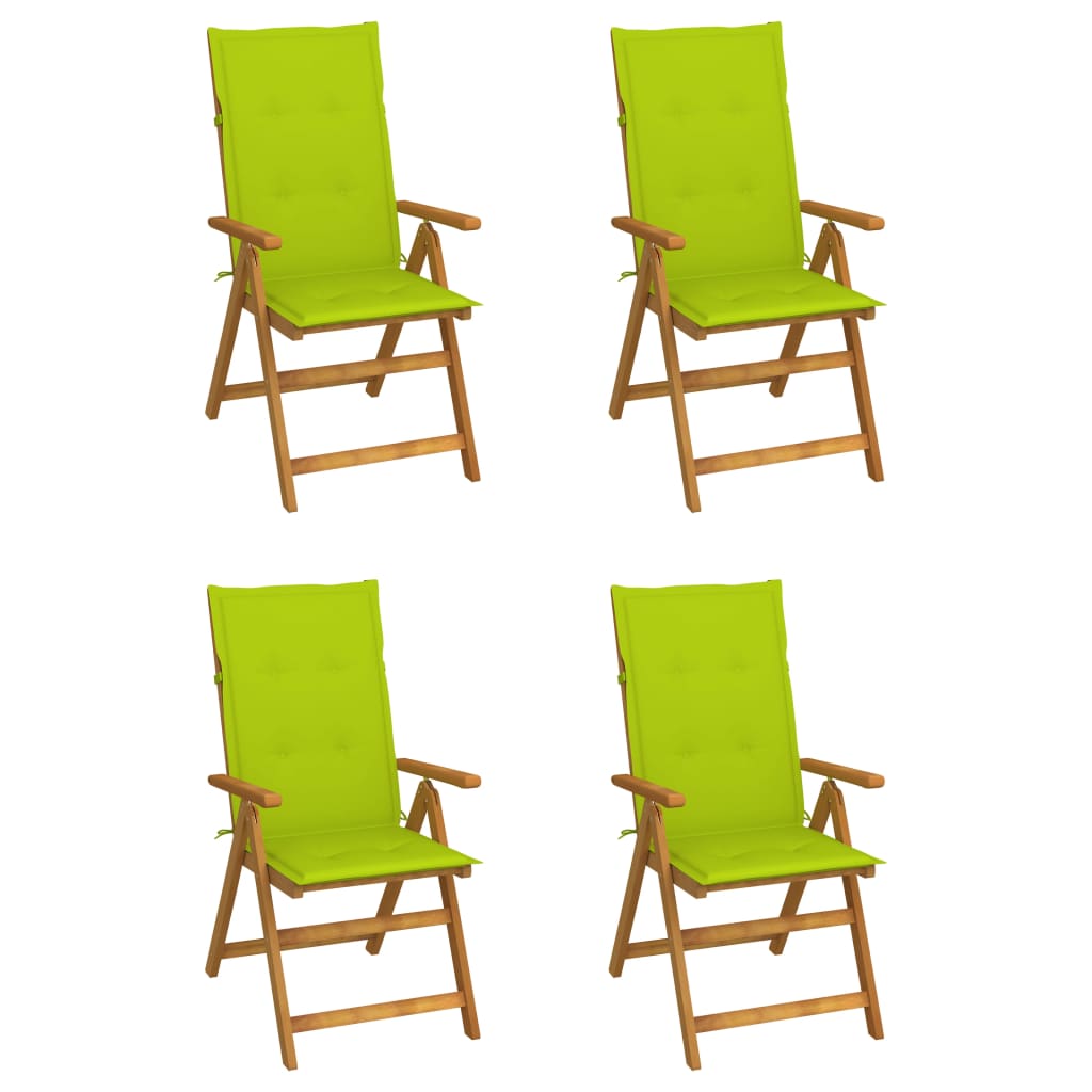 High-back adjustable 4 pieces with cushions solid acacia wood