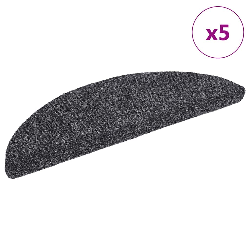 Self-adhesive stair mats, 5 pieces, dark grey, 56 x 17 x 3 cm