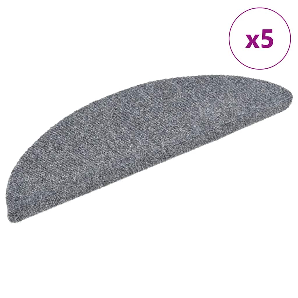 Self-adhesive stair mats, 5 pieces, light grey, 56 x 17 x 3 cm