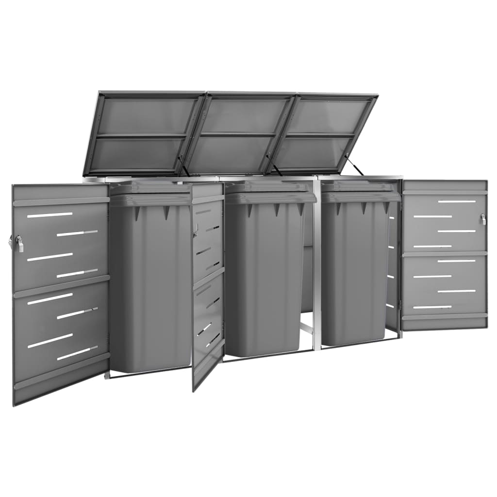 Mülltonnenbox für 3 Tonnen 207x77,5x112,5 cm Edelstahl