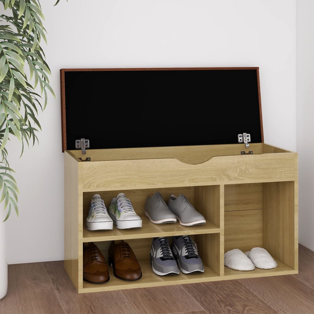 Shoe bench with cushion Sonoma oak 80x30x47 cm wood material