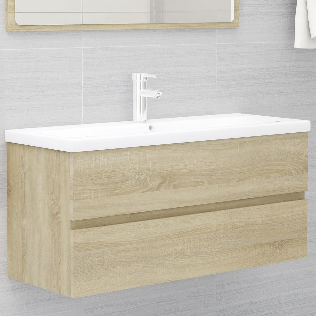 Washbasin base cabinet built-in basin Sonoma oak wood material
