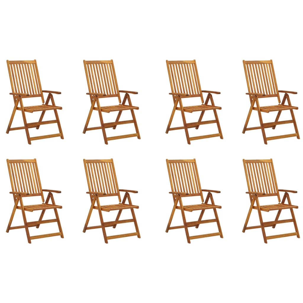 Folding garden chairs with cushions 8 pcs. Solid acacia wood