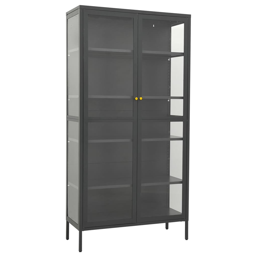 Display cabinet anthracite 90x40x180 cm steel and tempered glass