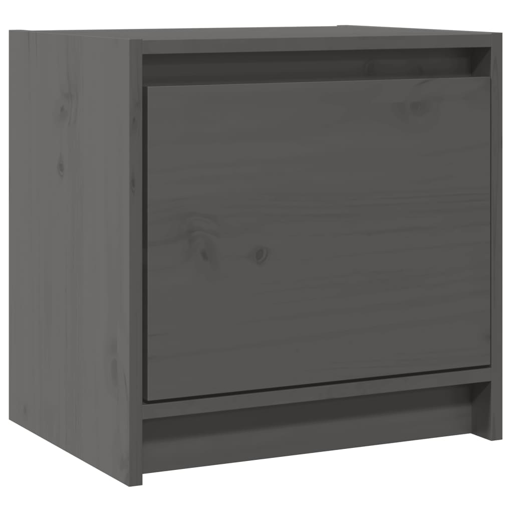 Nachtschränke 2 Stk. Grau 40x30,5x40 cm Massivholz Kiefer