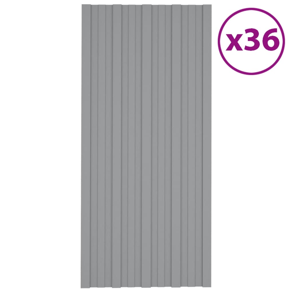 Dachpaneele 36 Stk. Verzinkter Stahl Grau 100x45 cm