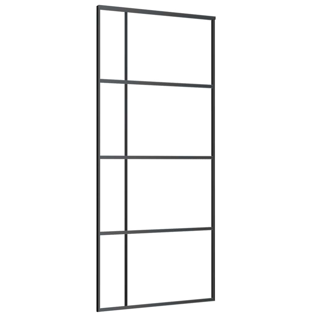 Schiebetür ESG-Glas und Aluminium 90x205 cm Schwarz