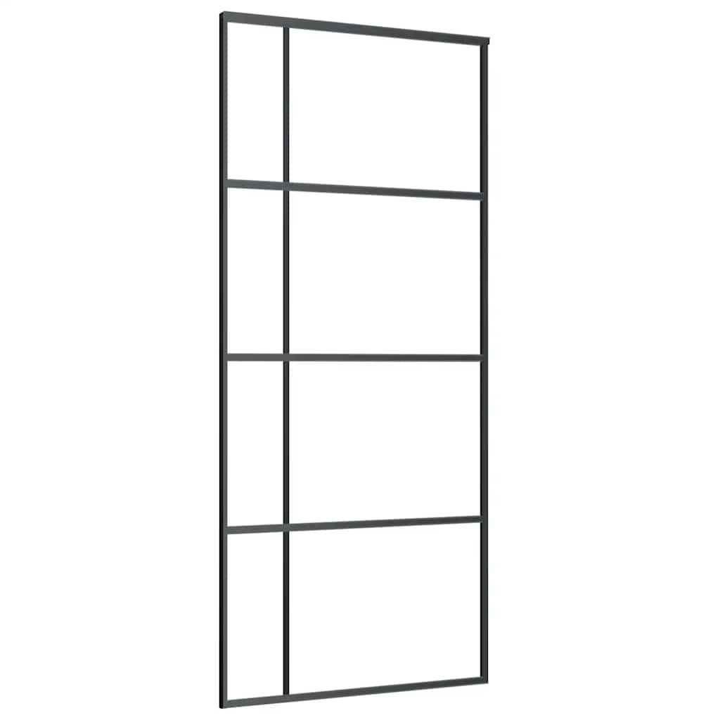 Schiebetür ESG-Glas und Aluminium mattiert 90x205 cm Schwarz