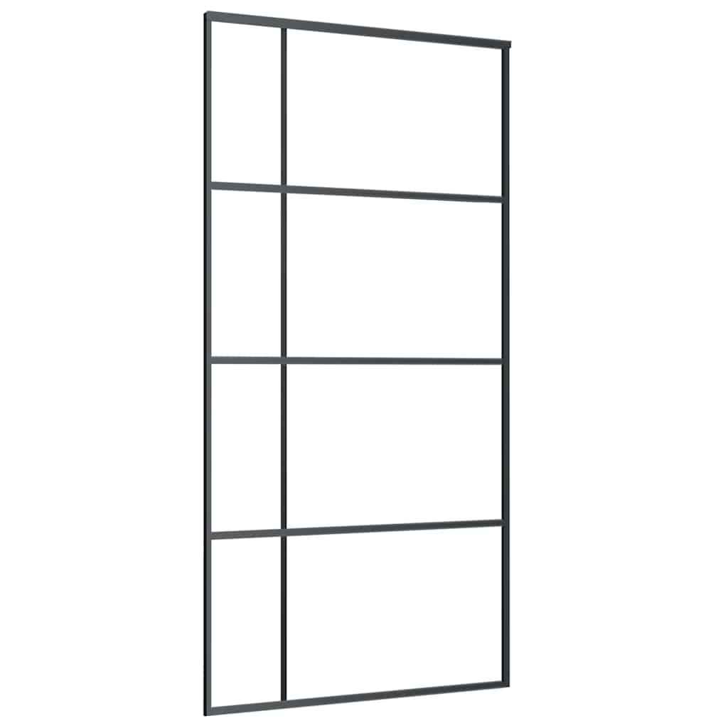 Schiebetür ESG Glas und Aluminium mattiert 102,5x205 cm Schwarz