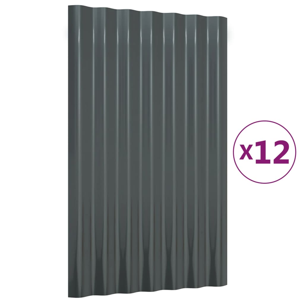 Dachpaneele 12 Stk Verzinkter Stahl Anthrazit 60x36 cm
