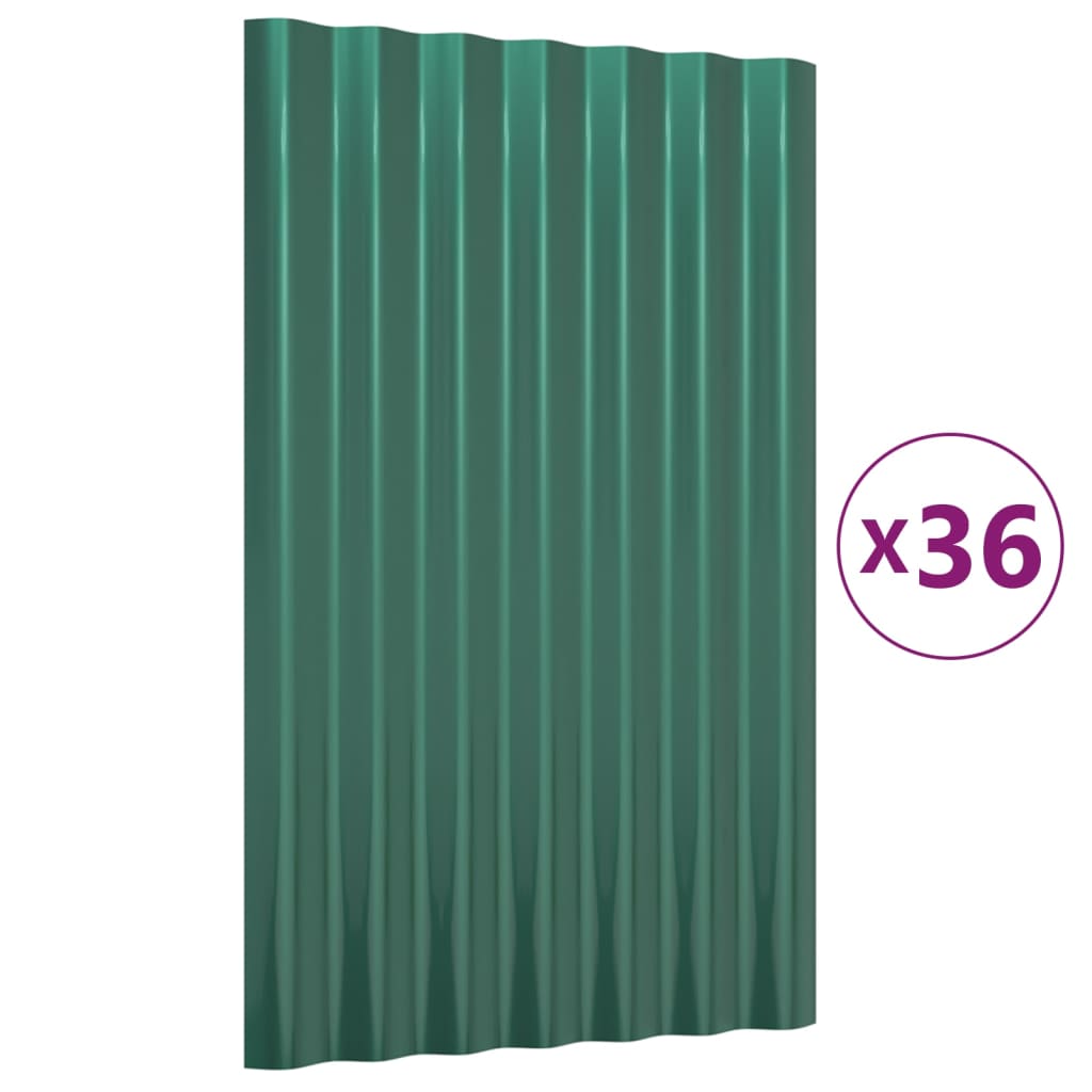Dachpaneele 36 Stk. Verzinkter Stahl Grün 60x36 cm