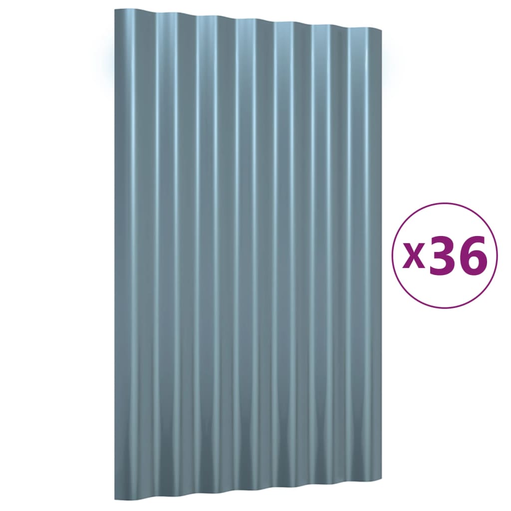 Dachpaneele 36 Stk. Verzinkter Stahl Grau 60x36 cm