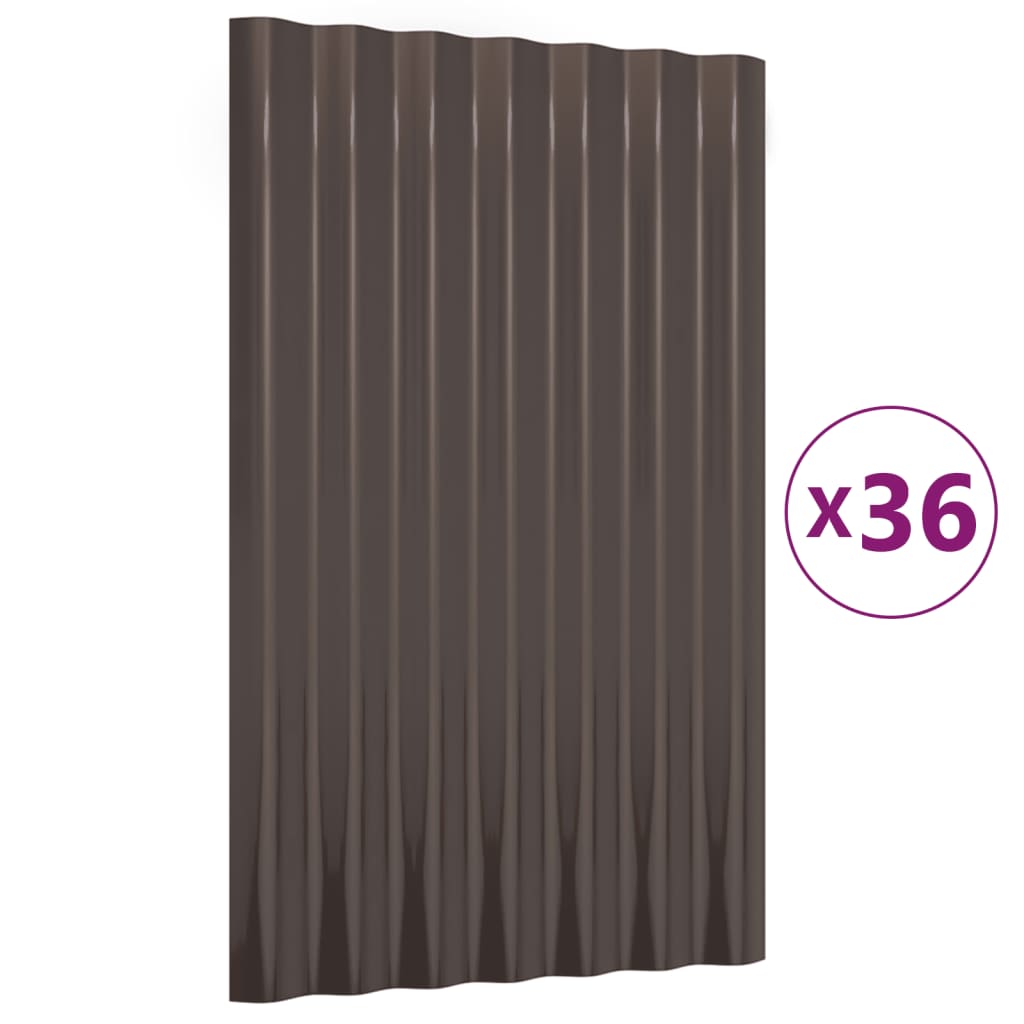 Dachpaneele 36 Stk. Verzinkter Stahl Braun 60x36cm