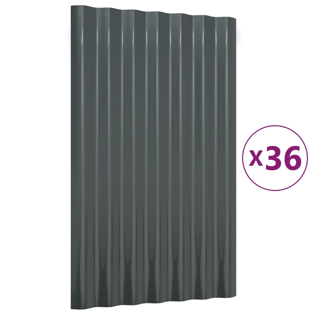 Dachpaneele 36 Stk. Verzinkter Stahl Anthrazit 60x36cm