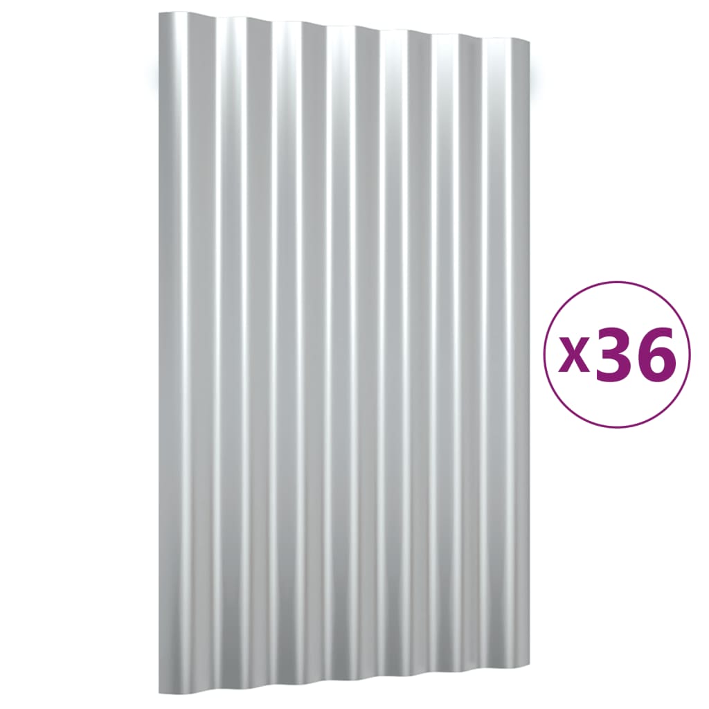 Dachpaneele 36 Stk. Verzinkter Stahl Silber 60x36 cm