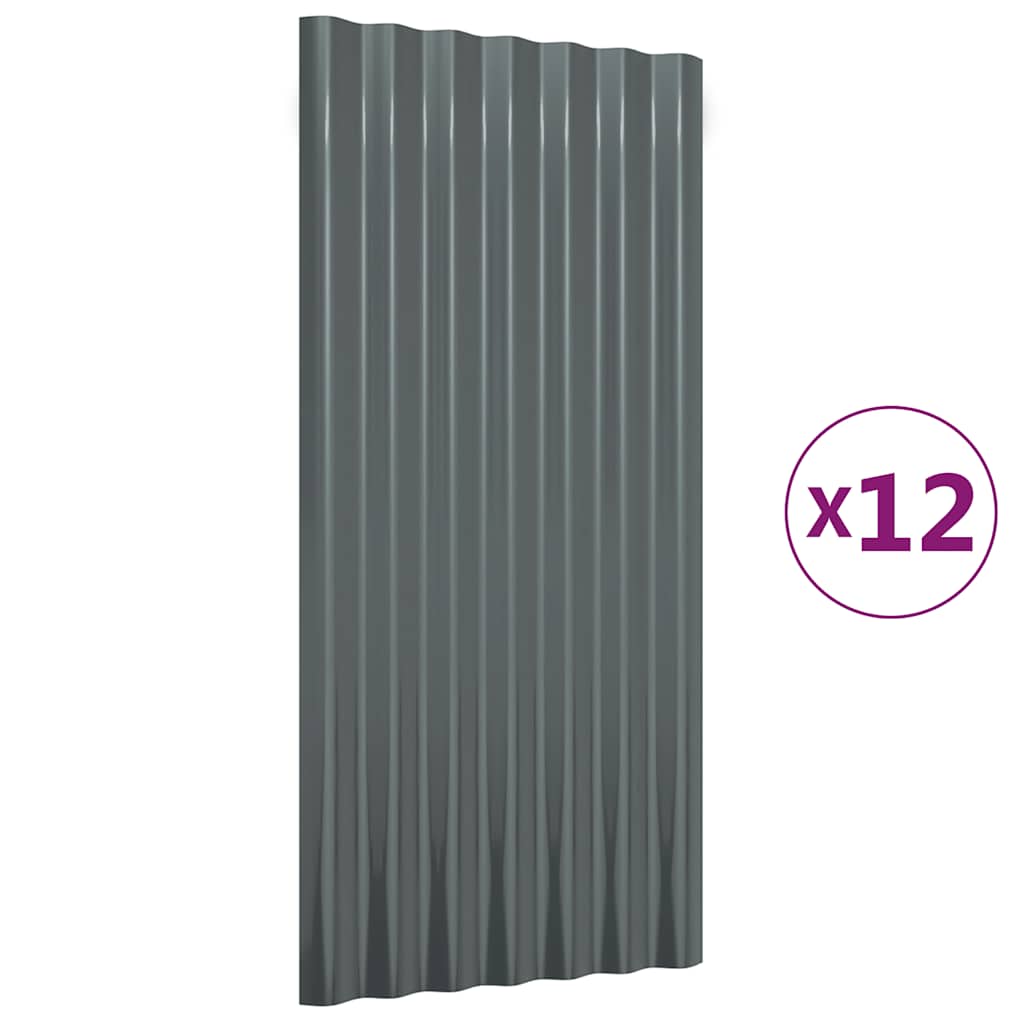 Dachpaneele 12 Stk Verzinkter Stahl Anthrazit 80x36 cm