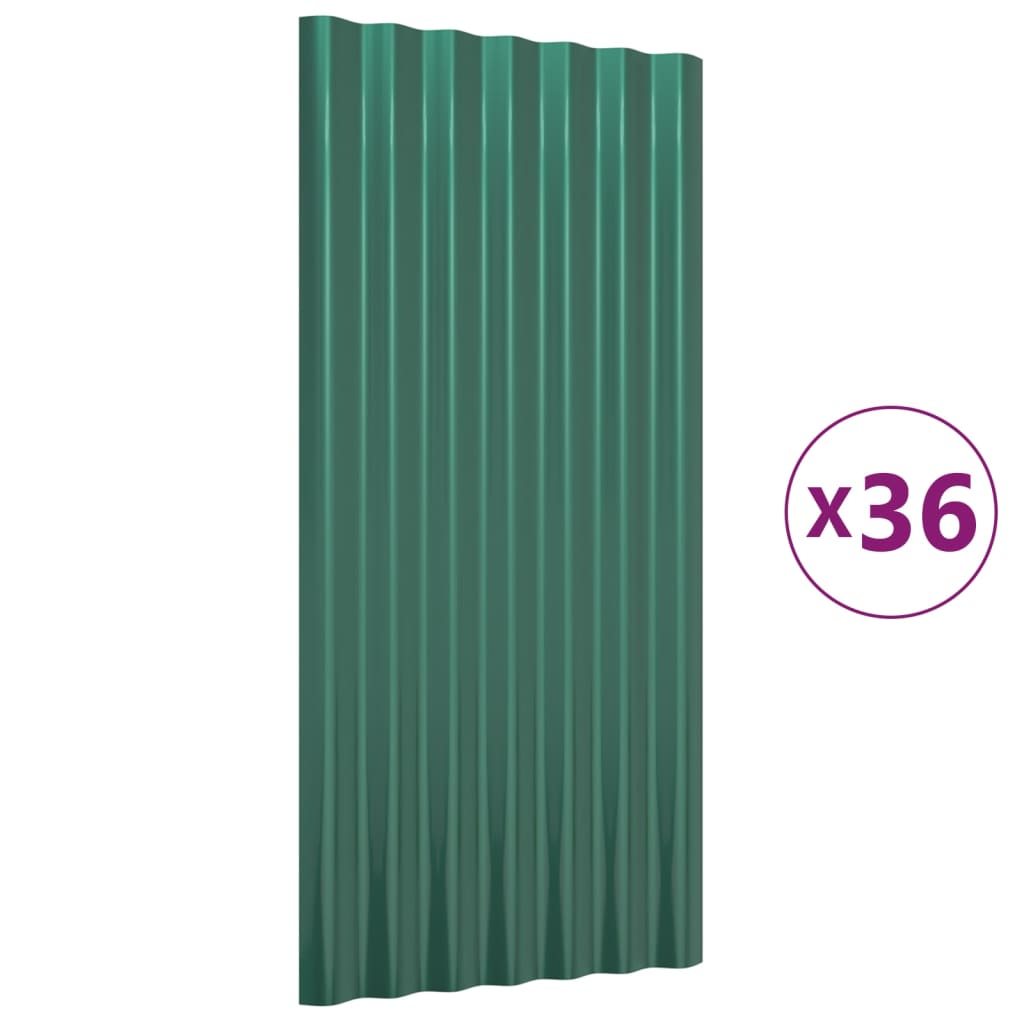 Dachpaneele 36 Stk. Verzinkter Stahl Grün 80x36 cm