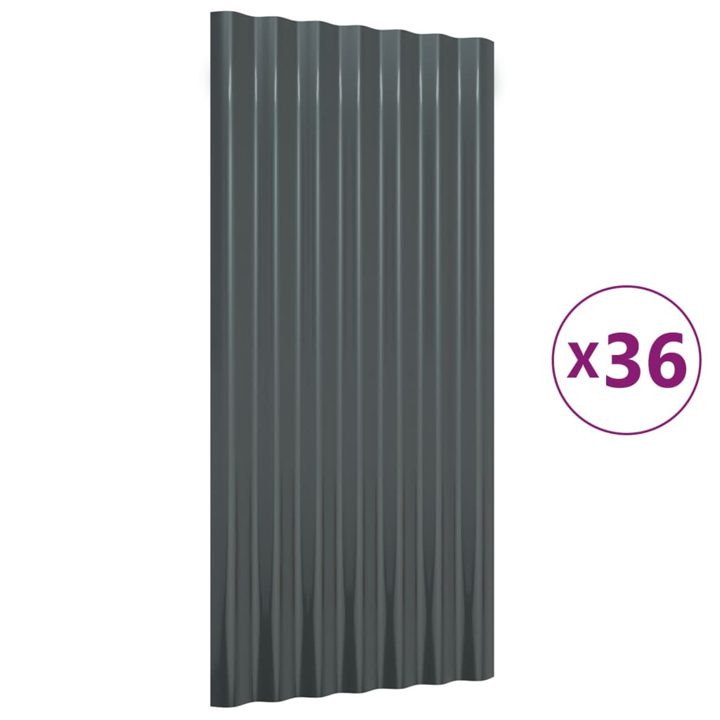 Dachpaneele 36 Stk. Verzinkter Stahl Anthrazit 80x36cm