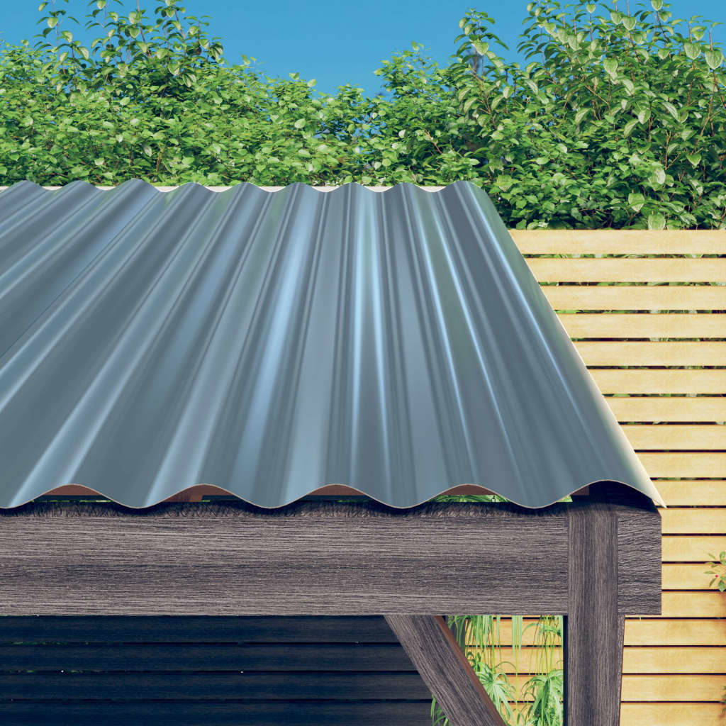Dachpaneele 12 Stk. Verzinkter Stahl Grau 100x36 cm
