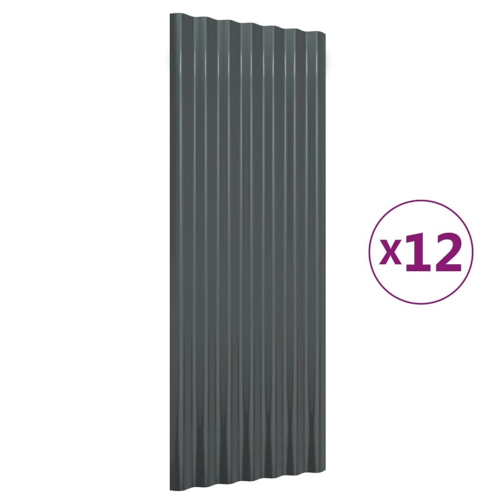 Dachpaneele 12 Stk Verzinkter Stahl Anthrazit 100x36cm