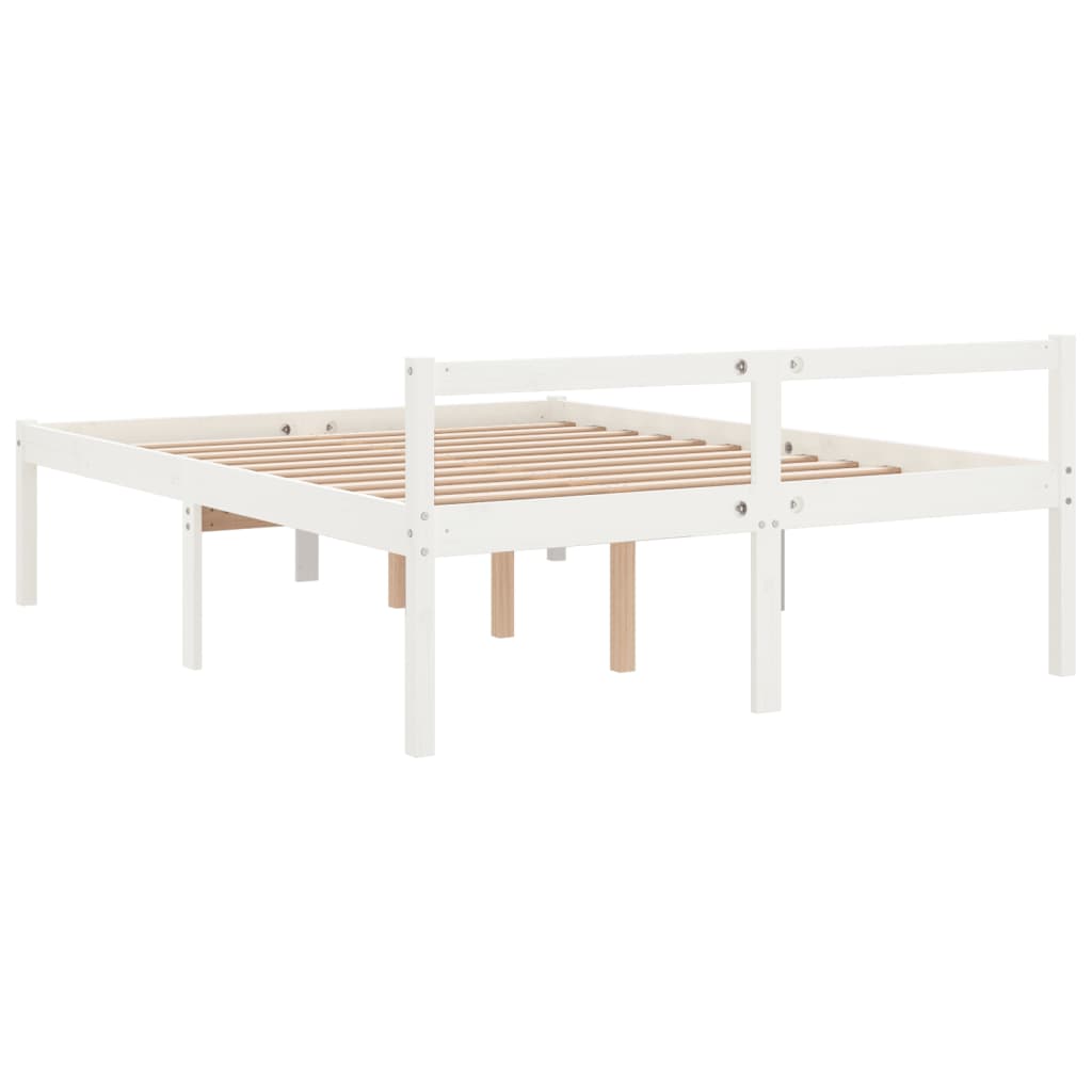 Senior Bed White 150x200 cm Solid Pine Wood