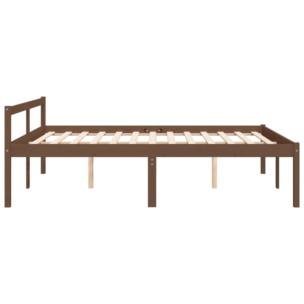 Senior bed honey brown 150x200 cm solid pine wood