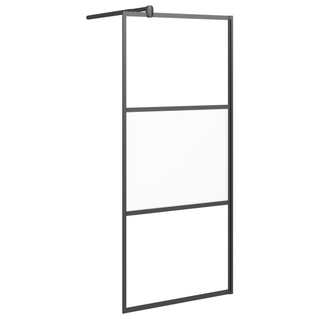 Shower screen for walk-in shower 80x195 cm ESG semi-matt black
