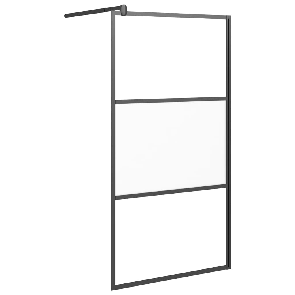 Shower screen for walk-in shower 100x195cm ESG semi-matt black