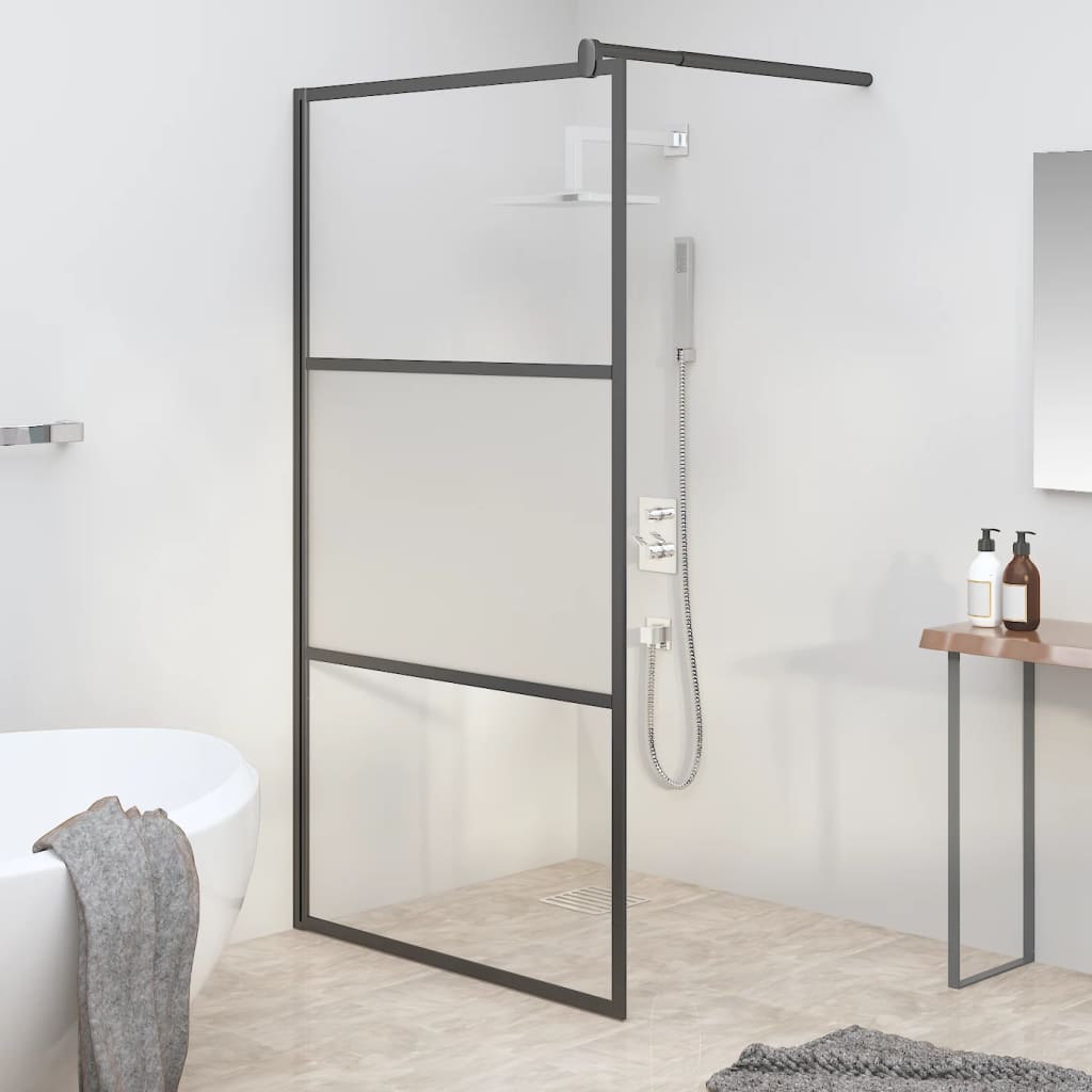 Shower screen for walk-in shower 100x195cm ESG semi-matt black