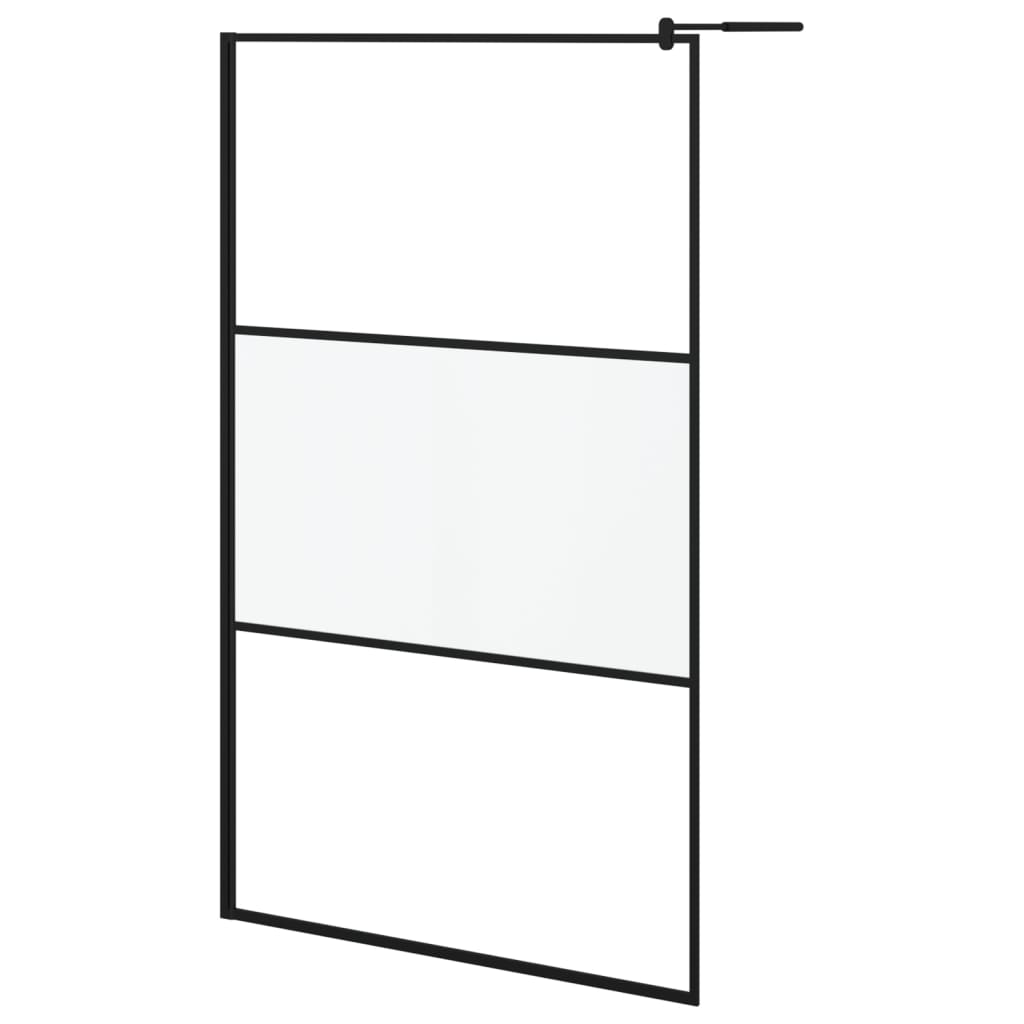 Duschwand für Walk-In Dusche 115x195 cm ESG Mattiert Schwarz