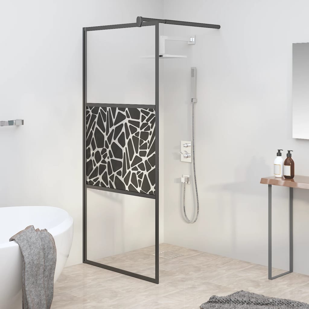 Duschwand für Walk-In Dusche 80x195 cm ESG Steindesign Schwarz