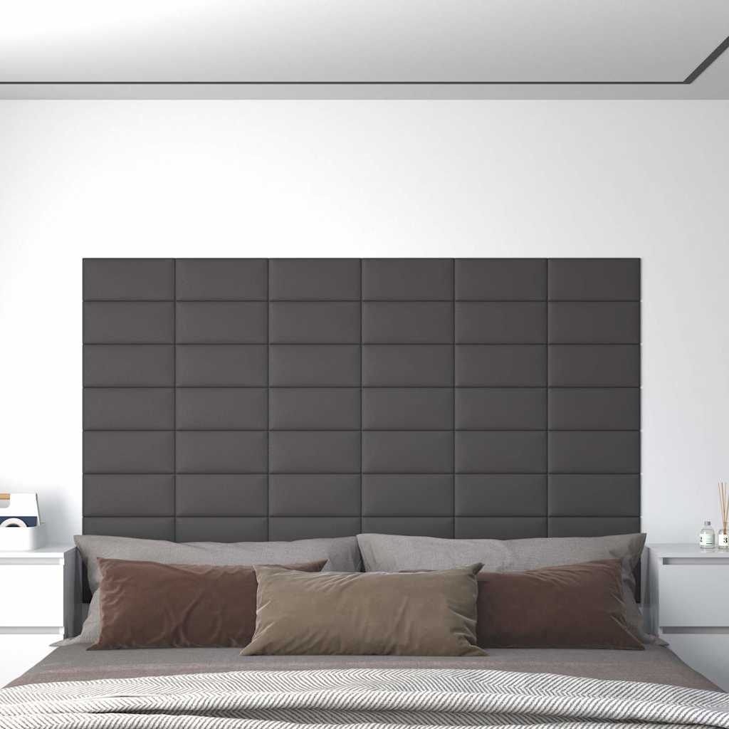 Wandpaneele 12 Stk. Grau 30x15 cm Kunstleder 0,54 m²
