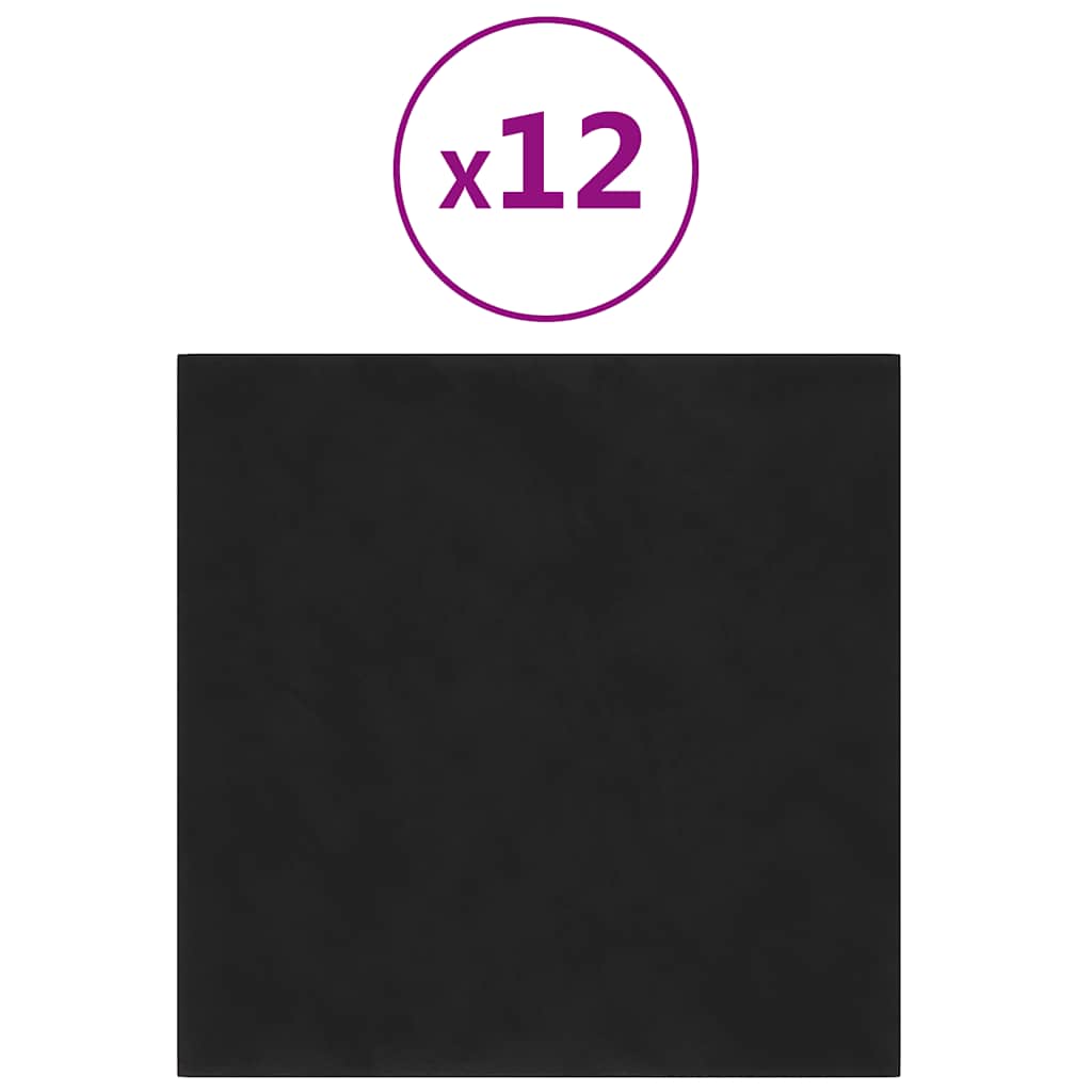 Wandpaneele 12 Stk. Schwarz 30x30 cm Samt 1,08 m²