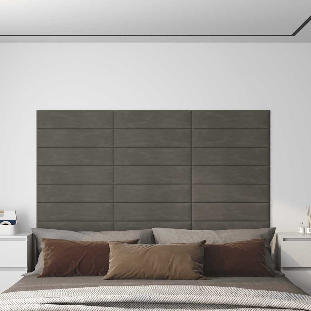 Wandpaneele 12 Stk. Dunkelgrau 60x15 cm Samt 1,08 m²