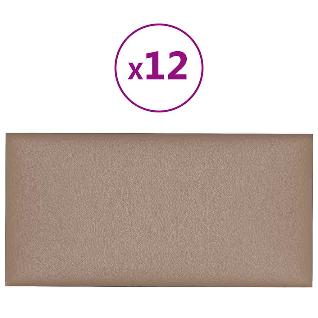 Wandpaneele 12 Stk. Cappuccino-Braun 60x30cm Kunstleder 2,16 m²