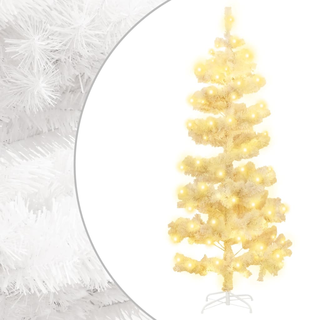 Spiral-Weihnachtsbaum mit Beleuchtung und Ständer Weiß 150 cm
