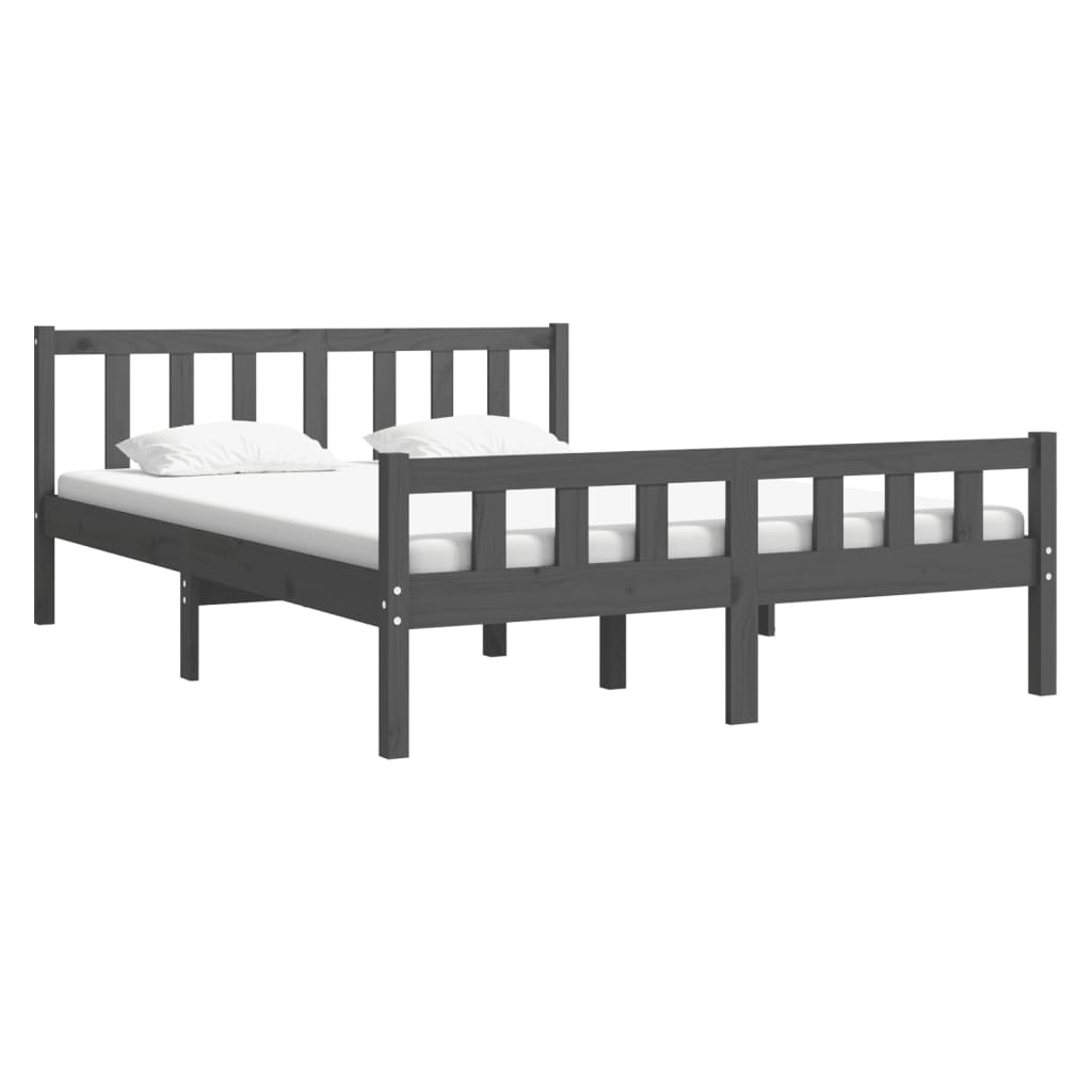 Solid wood bed gray 140x190 cm