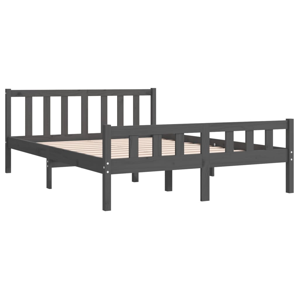 Solid wood bed gray 140x190 cm