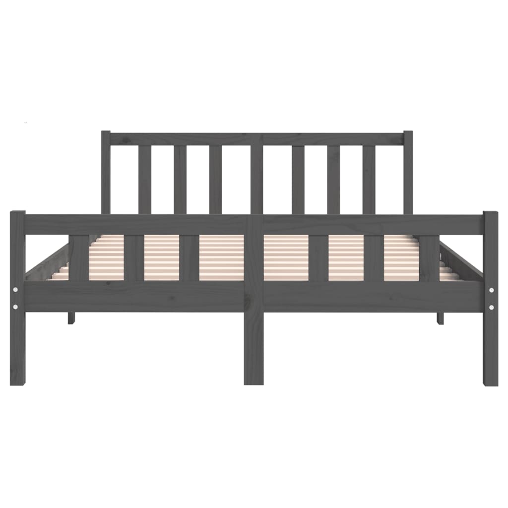 Solid wood bed gray 140x190 cm