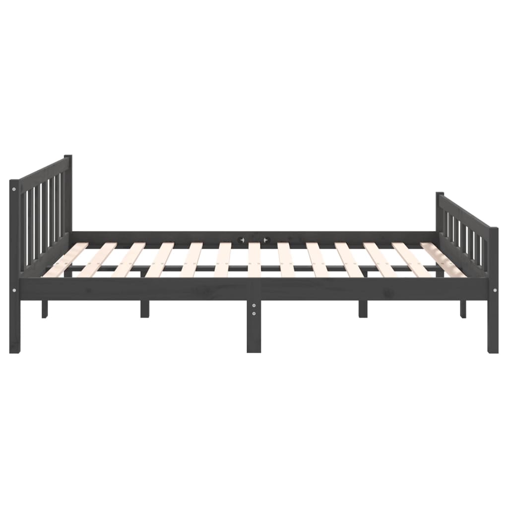 Solid wood bed gray 140x190 cm