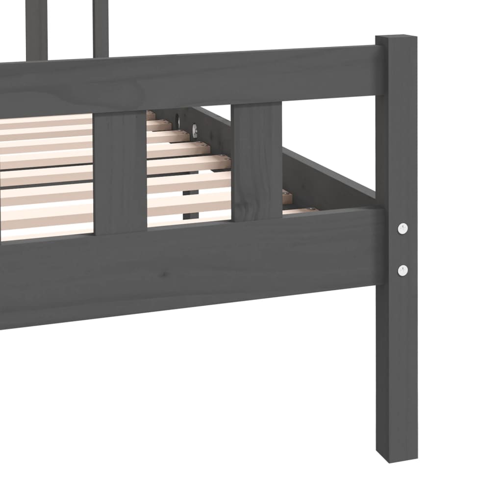 Solid wood bed gray 140x190 cm