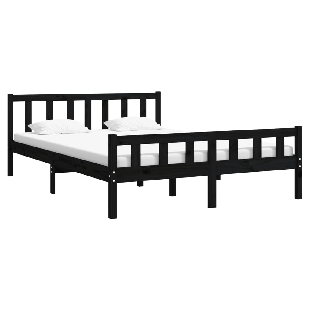 Solid wood bed black 120x200 cm