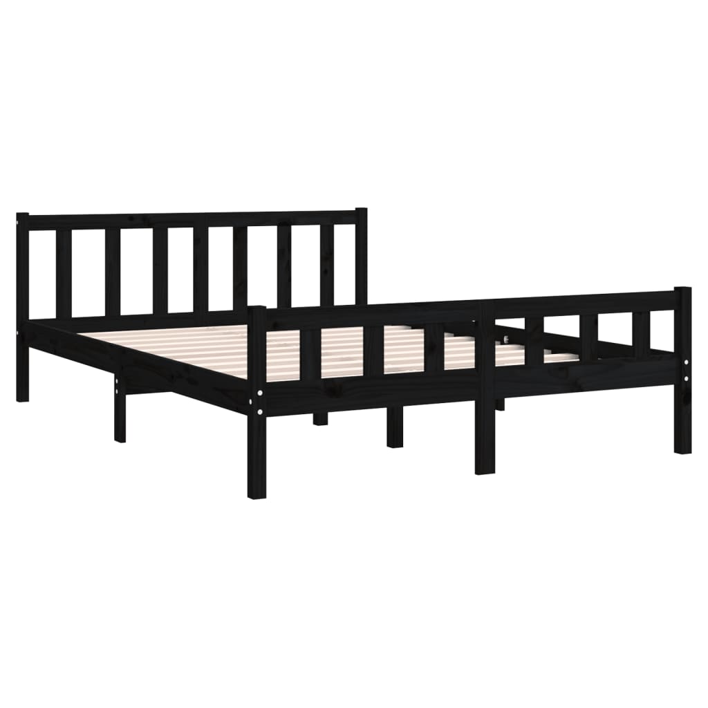 Solid wood bed black 120x200 cm