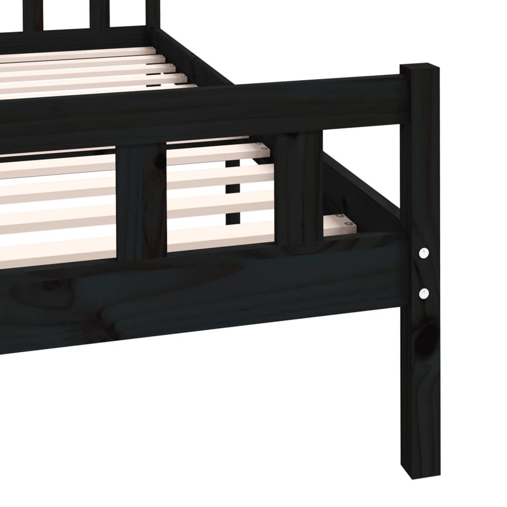 Solid wood bed black 120x200 cm