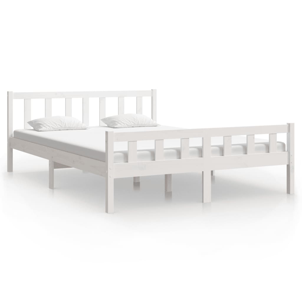 Solid Wood Bed White 150x200 cm