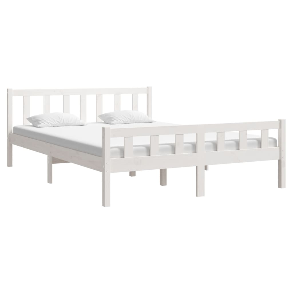 Solid Wood Bed White 150x200 cm