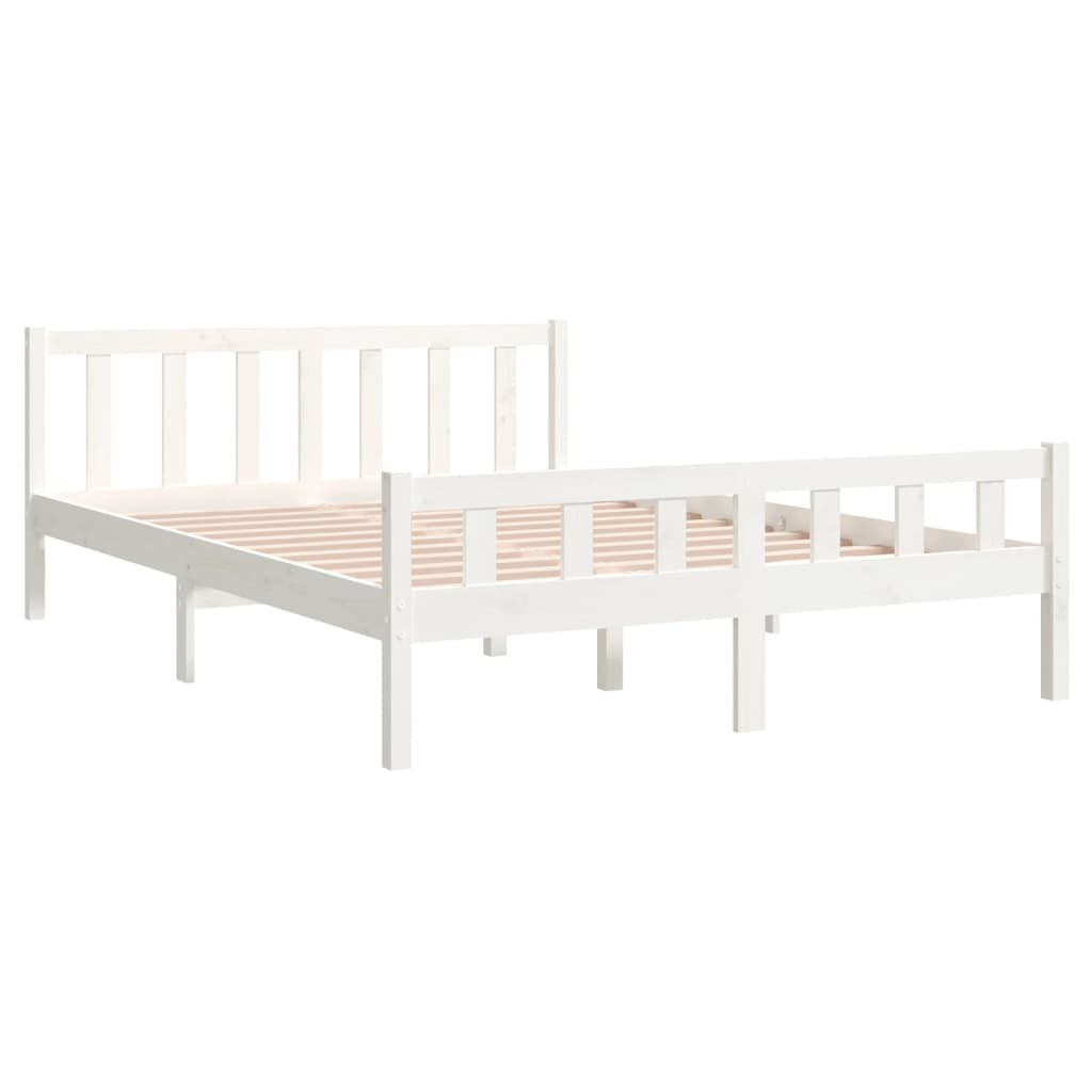 Solid Wood Bed White 150x200 cm