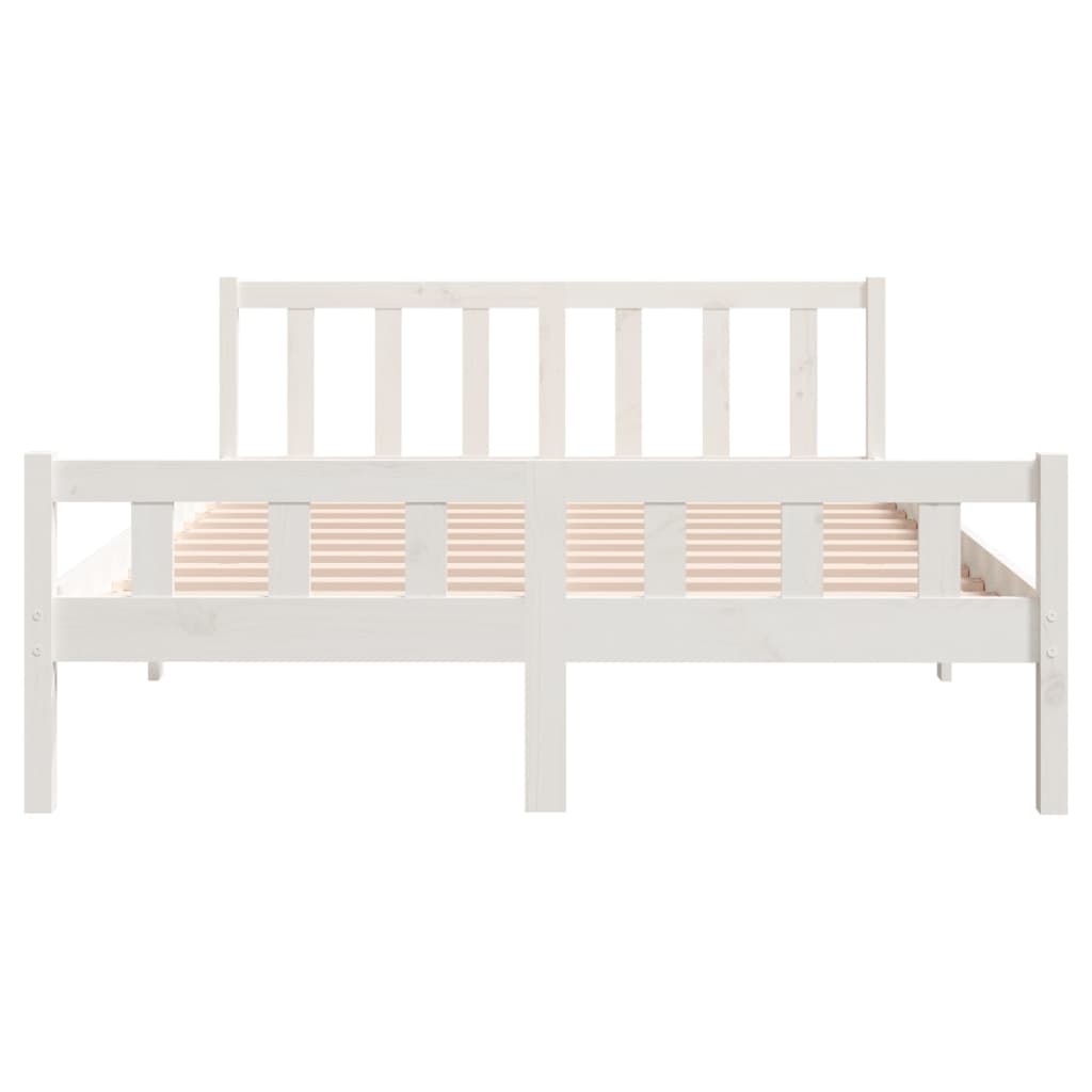 Solid Wood Bed White 150x200 cm